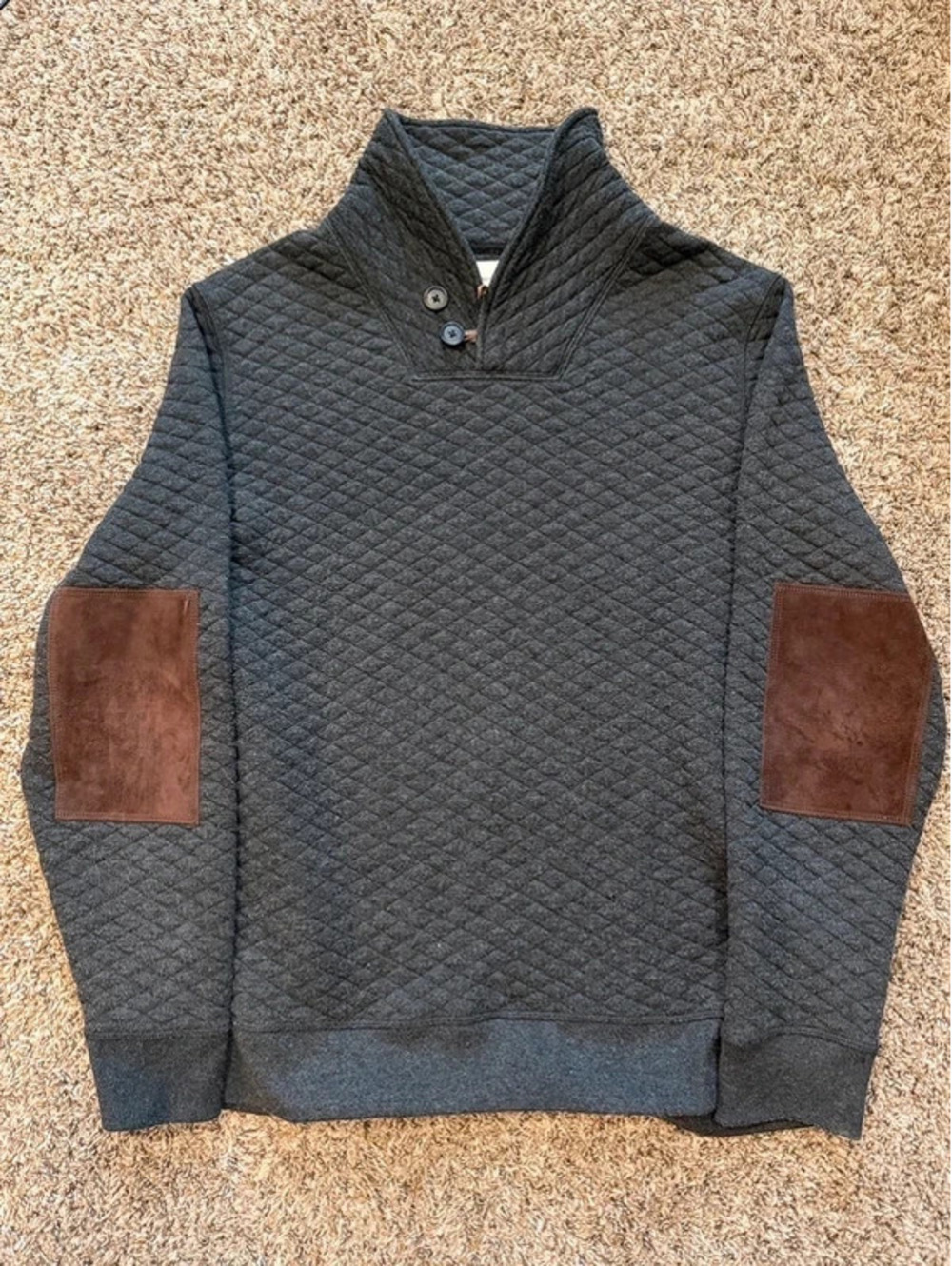 Billy Reid men’s diamond quilt shawl pullover sweater xl
